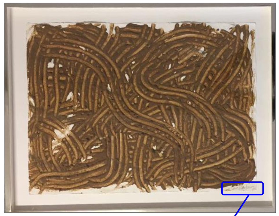 Sand picture by Günther Uecker – with signature confirmed as genuine by expert opinion